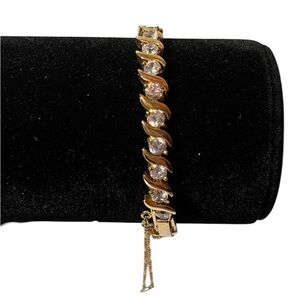 New Fifth Avenue Gold-tone and Austrian Crystal tennis Bracelet. Safety